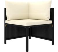vidaXL Canapé de jardin 4 places avec coussins Noir Poly Rattan
