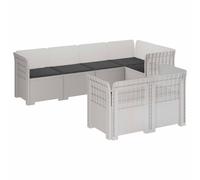 vidaXL Canapé de Jardin 7 Places avec Coussins Look Rattan PP Blanc, Canapé de Jardin Moderne, résistant aux intempéries, Chaise Ergonomique pour Patio, Style rotin