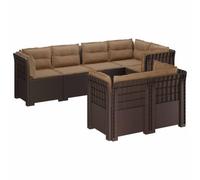 vidaXL Canapé de Jardin 7 Places avec Coussins Look Rattan PP Marron, Canapé de Jardin Moderne, résistant aux intempéries, Chaise Ergonomique pour Patio, Style rotin
