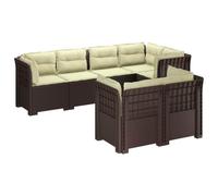 vidaXL Canapé de Jardin 7 Places avec Coussins Look Rattan PP Marron, Canapé de Jardin Moderne, résistant aux intempéries, Chaise Ergonomique pour Patio, Style rotin