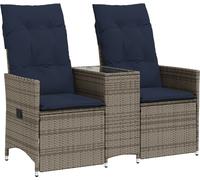 vidaXL Canapé de jardin ajustable 2 places avec table Gris Poly rotin