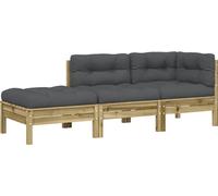 vidaXL Canapé de jardin avec coussin et pouf 3 places