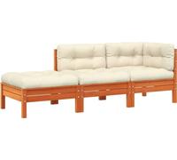 vidaXL Canapé de jardin avec coussin et pouf 3 places