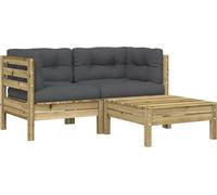 vidaXL Canapé de jardin avec coussin et tabouret 2 places