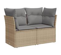 vidaXL Canapé de jardin 2 places avec coussins Poly Rattan Beige