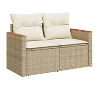 vidaXL Canapé de jardin avec coussins 2 places Beige Poly Rattan