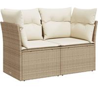 vidaXL Canapé de jardin avec coussins 2 places Beige Poly Rattan