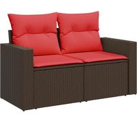 vidaXL Canapé de jardin avec coussins 2 places brun poly rotin