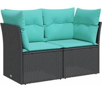 vidaXL Canapé de jardin avec coussins 2 places noir poly rotin