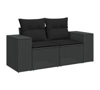 vidaXL Canapé de jardin avec coussins 2 places noir poly rotin