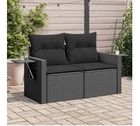 vidaXL Canapé de jardin avec coussins 2 places noir poly rotin