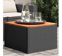 Table de jardin noire 55x55x37 cm Poly rotin et bois d'acacia