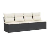 vidaXL Canapé de Jardin avec Coussins 2 Places, Siège avec Dossier, Meuble de Patio Arrière-Cour Terrasse Extérieur, Noir Résine Tressée