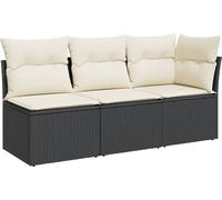 vidaXL Canapé de jardin 366014 3 places avec coussins Noir poly rotin