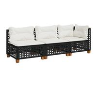 vidaXL Canapé de jardin avec coussins 3 places noir poly rotin