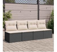 vidaXL Canapé de jardin avec coussins 4 places noir résine tressée 366000