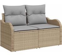 vidaXL Canapé de jardin avec coussins Beige 121 x 62 x 69cm Poly-Rattan