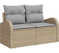 vidaXL Canapé de jardin avec coussins Beige 124 x 62 x 69cm Poly-Rattan