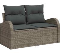 vidaXL Canapé de jardin avec coussins Gris 124 x 62 x 69cm Poly-Rotin