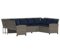 vidaXL Canapé de jardin avec coussins Gris Poly Rattan