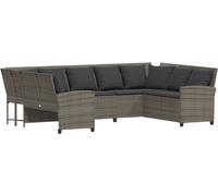 vidaXL Canapé de jardin avec coussins Gris Poly Rattan
