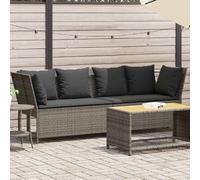 vidaXL Canapé de jardin avec coussins Gris Résine tressée