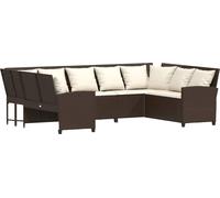 vidaXL Canapé de jardin avec coussins Marron Poly Rattan