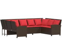 vidaXL Canapé de jardin avec coussins Marron Poly Rattan