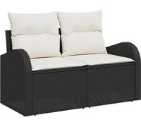 vidaXL Canapé de jardin avec coussins Noir 124 x 62 x 69cm Poly-Rotin