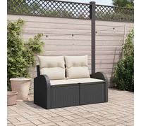 vidaXL Canapé de jardin avec coussins Noir 124 x 62 x 69cm Poly-Rotin