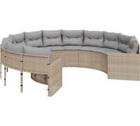 vidaXL Canapé de jardin rond avec coussins Poly-Rattan Beige