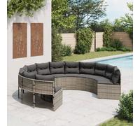 vidaXL Canapé de jardin avec coussins rond gris résine tressée