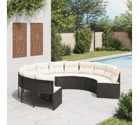 vidaXL Canapé de jardin avec coussins rond noir résine tressée
