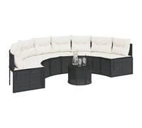 vidaXL Canapé de jardin avec coussins semi-circulaire noir Poly-Rattan