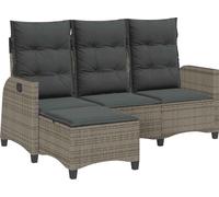 vidaXL Canapé de jardin avec fonction de couchage Coussin L-forme Gris Poly Rattan