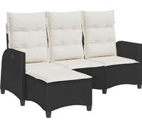 vidaXL Canapé de jardin avec fonction de couchage Coussin L-forme Noir Poly Rattan