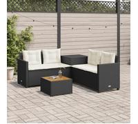 vidaXL Canapé de jardin en L avec table et coussins Noir Poly Rattan