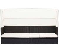 vidaXL Canapé de jardin avec toit solaire noir Poly rotin