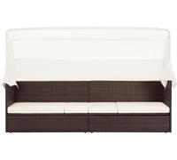 vidaXL Canapé de jardin avec toit solaire Poly rotin brun