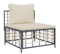 vidaXL Canapé de jardin central avec coussin beige Poly rotin