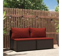 vidaXL Canapé de jardin central avec coussins 2 pcs. Noir poly rotin