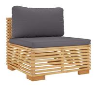 vidaXL Canapé de jardin central avec coussins gris foncé en teck massif