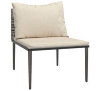 vidaXL Canapé de jardin central avec coussins Gris Poly Rattan