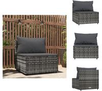 vidaXL Canapé de jardin central avec coussins Gris Poly rotin - Canapés de jardin