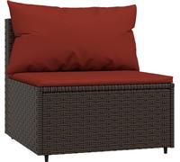 vidaXL Canapé de jardin central avec coussins Marron Poly Rattan