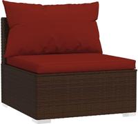 vidaXL Canapé de jardin central avec coussins Marron Poly Rattan