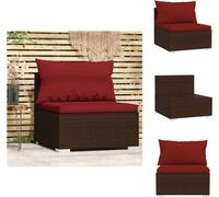vidaXL Canapé de jardin central avec coussins Marron Poly rotin - éléments de canapés de jardin