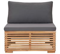 vidaXL Canapé de jardin central avec revêtement gris en teck massif