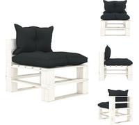 vidaXL Canapé de jardin central en palette avec coussin en bois anthracite - Canapés de jardin