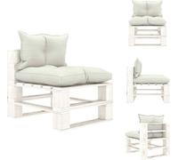 vidaXL Canapé de jardin central en palette avec coussins en bois beige - Canapés de jardin